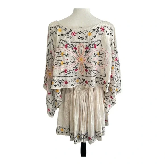 Free People Frida Mini Dress Women's Size Small White Embroidered Boho - Picture 4 of 5